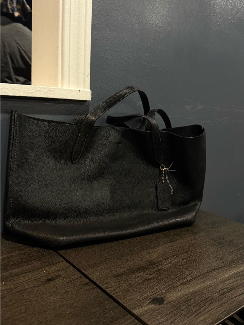 Coach Black Leather Tote Bag